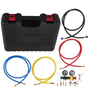 AC Maintenance Kit for R134a R22 R410a with Manifold Gauge & Accessories - Picture 1 of 11