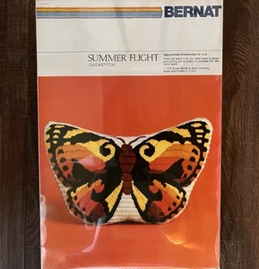 BERNAT QuickStitch Butterfly Pillow Kit Summer Flight VINTAGE 1979 10x15 NEW - Picture 1 of 7