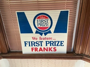 Tobin's First Prize Franks Schild 24" x 24-3/4" Original Metzgerei Fenster Schild * - Bild 1 von 3