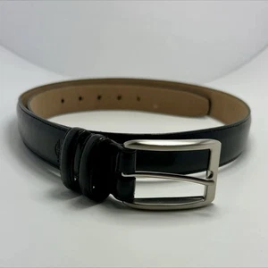 Vestido Dockers Cinturón Para Hombre Mediano Cuero Negro Hebilla Plateada Clásico Formal - Imagen 1 de 6