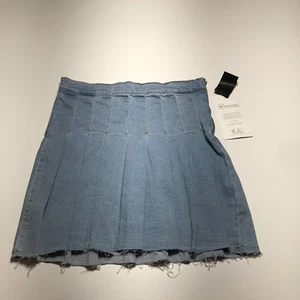 Gonna Regeneration Star donna media plissettata denim orlo grezzo carina casual mini nuova con etichette - Foto 1 di 21