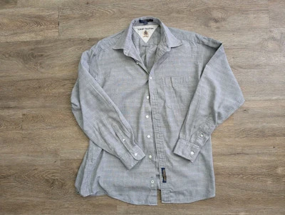 Camisa social masculina vintage Tommy Hilfiger cinza 15 1/2 - 34 quadriculada 100% algodão  - Imagem 1 de 4