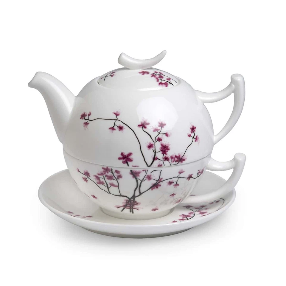 TeaLogic Cherry Blossom Tea for One Set T-4-1 - Porzellan Set Kanne Tasse Teller - Bild 1 von 1