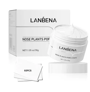 Lanbena Aloe Blackheads Remover Cream Nose Pore Strips Face Mask, 30g+60 Pcs - Picture 1 of 7