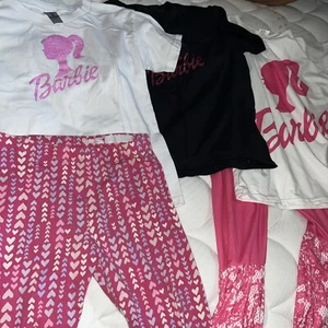 Girls Barbie Outfits 3 T-Shirt & 2 Pants Bell Bottom And Leggings Sz 10-12 - Picture 1 of 6