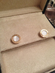Bvlgari Bvlgari Stud Earrings 18K Rose Gold Mother of Pearl New with box