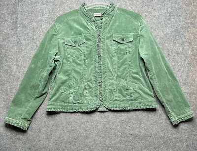 Chaqueta Chicos Mujer XL Verde Pana Corta Moto Volantes Bolsillos Topper Clásico Foto 1 de 4