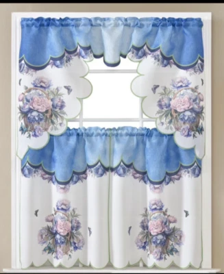 JUEGO DE 3 PIEZAS CORTINA DE COCINA BORDADA/IMPRESA CORTINA SÓLIDA CENEFA NIVEL NUEVOS DISEÑOS Foto 1 de 2