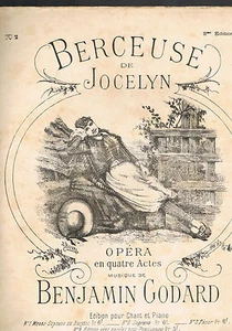 JOCELYN SOPRAN SCHWIEGERLIED Gesang KLAVIER Musik Benjamin GODARD Ed CHOUDENS 1896 - Bild 1 von 4