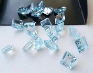 Natural Sky Blue Topaz Square Faceted Cut 5mm To 12mm Loose Gemstone