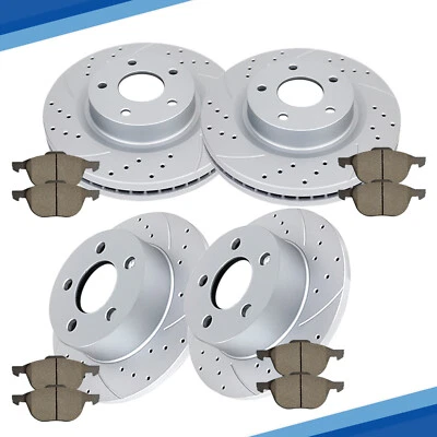 Rotores ranurados delanteros traseros pastillas de freno cerámicas para Ford Focus 2012 2013 2014-2018 Foto 1 de 4