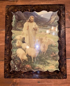 Vintage Warner Sallman 1942 Jesus Lithographie Lack Holz Plakette Hirte Schaf - Bild 1 von 5