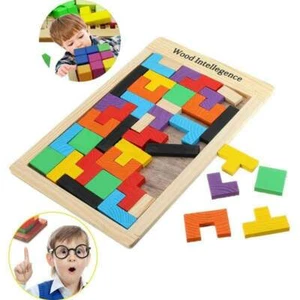 Children Wooden Puzzles Toy Tangram Brain Jigsaw Board Kid Baby Toys - Picture 1 of 7