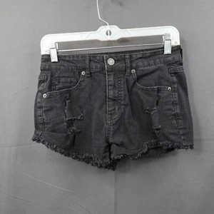 Pantalones Cortos de Jean Aeropostale para Mujer 6 Negros Cortos Corte Distress Grunge Indie Edgy - Imagen 1 de 9