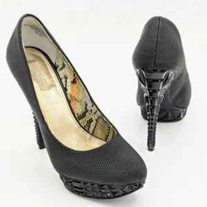 Rachel Rachel Roy Kalyssa Black Textured Sculpted Heels Size 8.5 - Picture 1 of 9