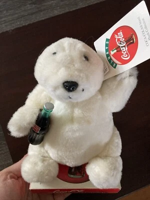 VINTAGE 1997 Coca-Cola COKE POLAR BEAR 6" Plush Stuffed Animal TOY NEW - Image 1 of 4
