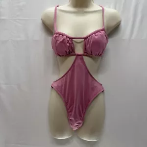 Wild Fable Swimsuit Womens Small Pink Cut Out One Piece Lurex New W Tags - Picture 1 of 11