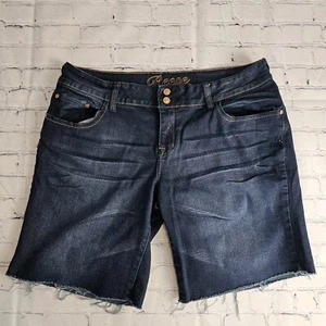 dELIA*s Reese Size 13/14 Bermuda Shorts Raw Hem Dark Wash Stretch - Picture 1 of 8