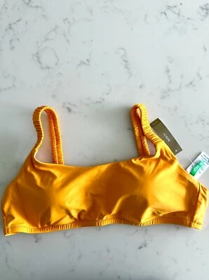 Biquíni J CREW NOVO COM ETIQUETAS gola quadrada amarelo/laranja parte superior de banho GG - Imagem 1 de 4