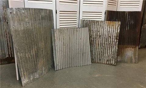 4 Galvanized Tin Sheets, Roof Ceiling Sink Backsplash, Architectural Salvage A15 Cover