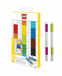 LEGO - Lineal zum selberbauen mit Legofigur + 2 Gelstifte Kugelschreiber Stifte