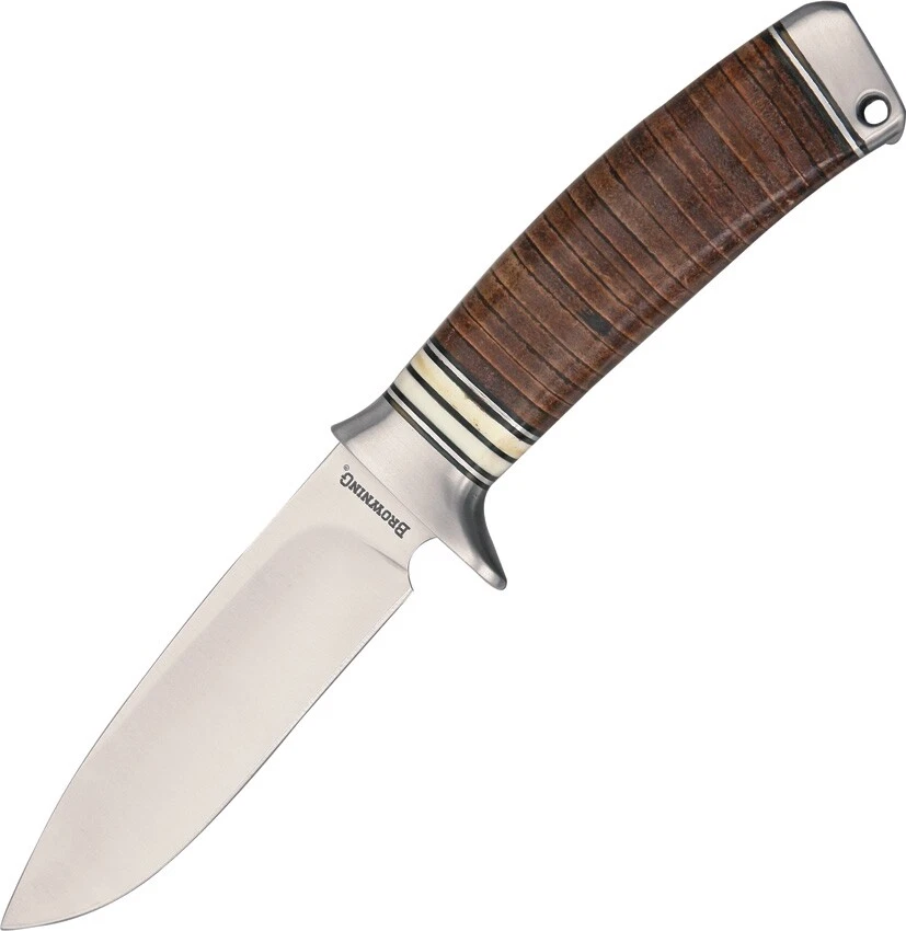 Browning Stacked Leather Drop Point Fixed Hunting Knife