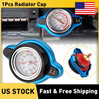 For Racing Thermostatic Gauge Radiator Cap 1.1 bar Big Head Water Temp Meter US - Image 1 of 4