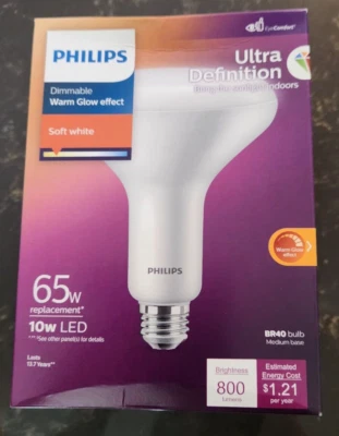 Philips 3013955 Ultra Definition BR40 E26 Medium LED Floodlight Bulb, Soft White - Image 1 of 2