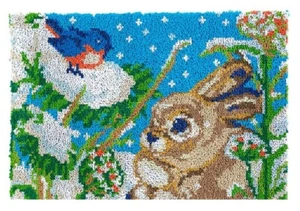 Rabbit and Bird Rug Latch Hooking Kit (81x61cm) - Picture 1 of 6