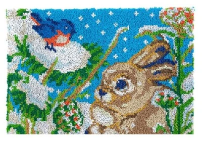 Rabbit and Bird Rug Latch Hooking Kit (81x61cm) - Image 1 of 4