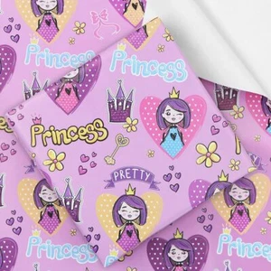 Princess Birthday Wrapping Paper for Girls Kids Baby Child Lovely Pink Prince... - Picture 1 of 7