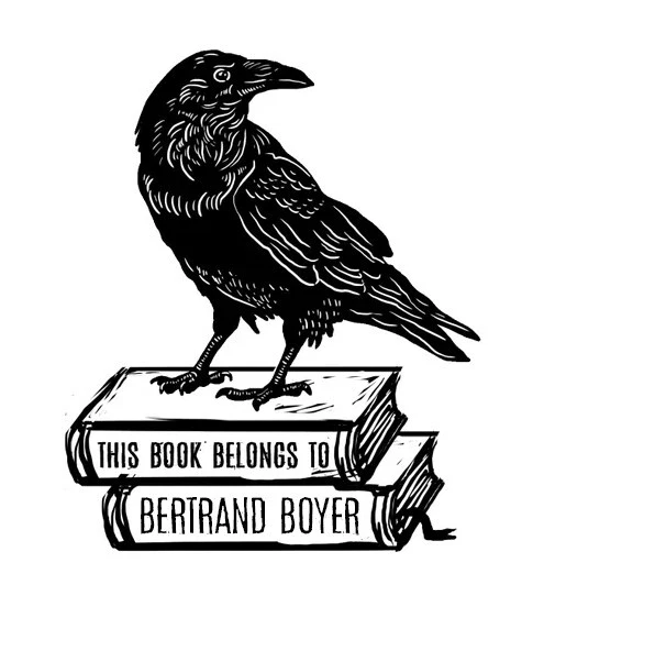 Sello Ex Libris, sello de biblioteca, sello de cuervo, sello de insectos, tallado a mano Foto 1 de 1