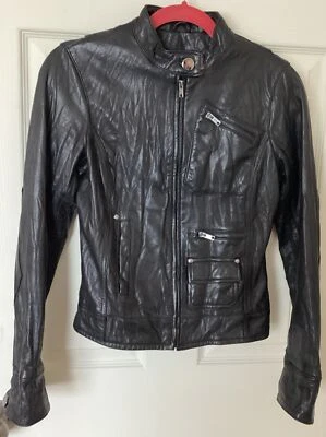 Black Rivet Leather Moto Biker Black Jacket Sz XS - Image 1 of 4