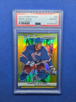 2013 Panini Prizm MARC STAAL PSA 10 Gold #/10 Hockey card NEW YORK RANGERS - Image 1 of 4