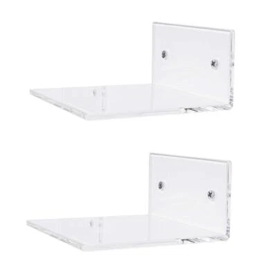 2x Kitchen Small Clear Floating Wall Shelf Display Ledge Organizer Durable - Image 1 of 4