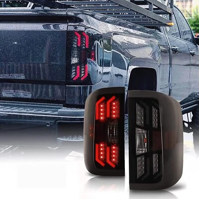 Luces traseras LED para Chevy Silverado 1500 2500 HD 3500 HD 2014-2018 negro humo Foto 1 de 4