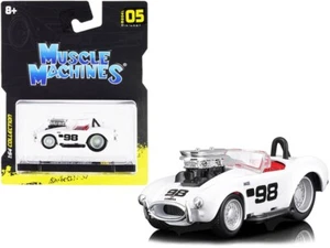 1/64 Muscle Machines 1964 Shelby Cobra #98 coche modelo diecast blanco 15551WH - Imagen 1 de 2