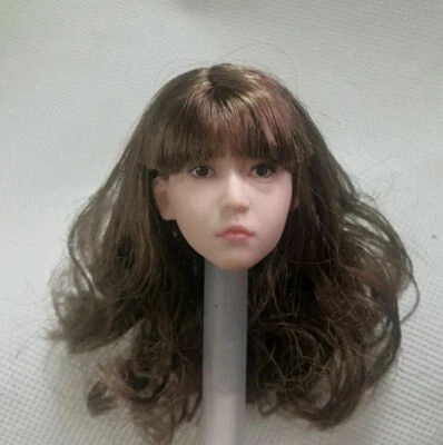 1/6 Niña Cabello Marrón Rizado Cabeza Talla Estudiante Niño Cabeza Modelo Juguetes Foto 1 de 4