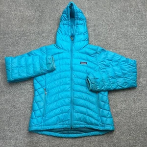 Patagonia Women’s Down Sweater Hoody Puffer Jacket Insulated Hooded Medium Blue - Picture 1 of 10