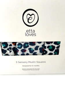 Etta Loves Sensory Muslins 3 Pack Baby Organic Cotton Squares 5+ months old - Picture 1 of 4
