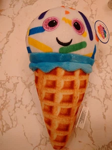 CONO GOFRE HELADO VAINILLA CON CHISPAS DE COLORES 8 PULGADAS CARA SONRIENTE DIETA - Imagen 1 de 1