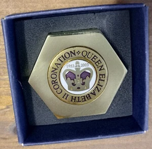 Queen Elizabeth II Coronation 50th Anniversary Brass Paperweight Ltd Edition Box - Picture 1 of 6