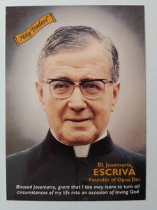 ✟ HOLY TRADERS Bl. Tarjeta coleccionable católica Josemaría Escrivá (1993 Aziriah Co) - Imagen 1 de 2