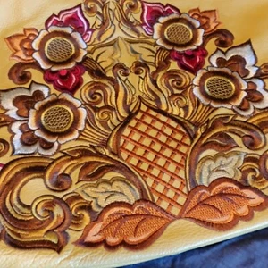 Fiore by Isabella Fiore Embroidered Gold Yellow Hobo - Picture 1 of 12