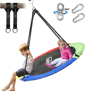 43" Saucer Tree Swing for Kids,360° Rotate Waterproof Flying Saucer SwingforTree - Picture 1 of 9