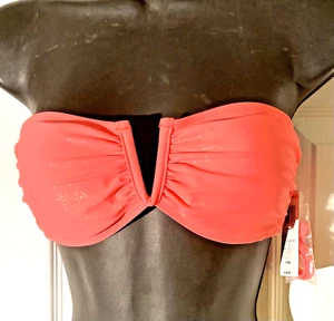 Bandeau Bikini Top sz M Freestyle Revolution Orange Tie Back + halter strap - Picture 1 of 18