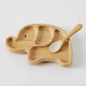 Fred Bamboo Divider Plate & Spoon Set - Picture 1 of 6