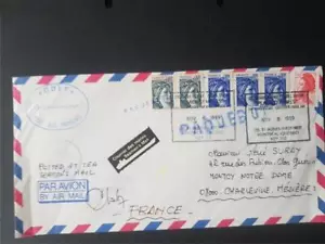 FRANCIA 1989 LETTERA MARINAI FRANCOBOLLI FRANCESI USATI MONTREAL FIRMATI LE COMMANDANT ODET - Foto 1 di 1