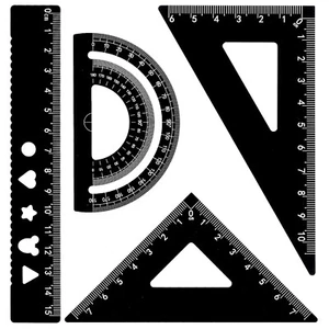 Geometrie Set, 4 Stück, Metall Winkelmesser, Aluminium Lineal, Metall Set - Bild 1 von 7