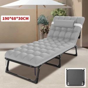 Garten Sonnenliege Campingbett 200KG klappbar Feldbett Liege Gästebett mit Kisse - Bild 1 von 13